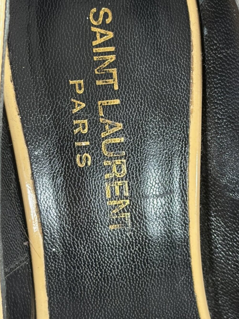 Saint Laurent Janis 105 Patent Leather Platform Pumps Nude REPAIR DYE PROJECT - Picture 12 of 13